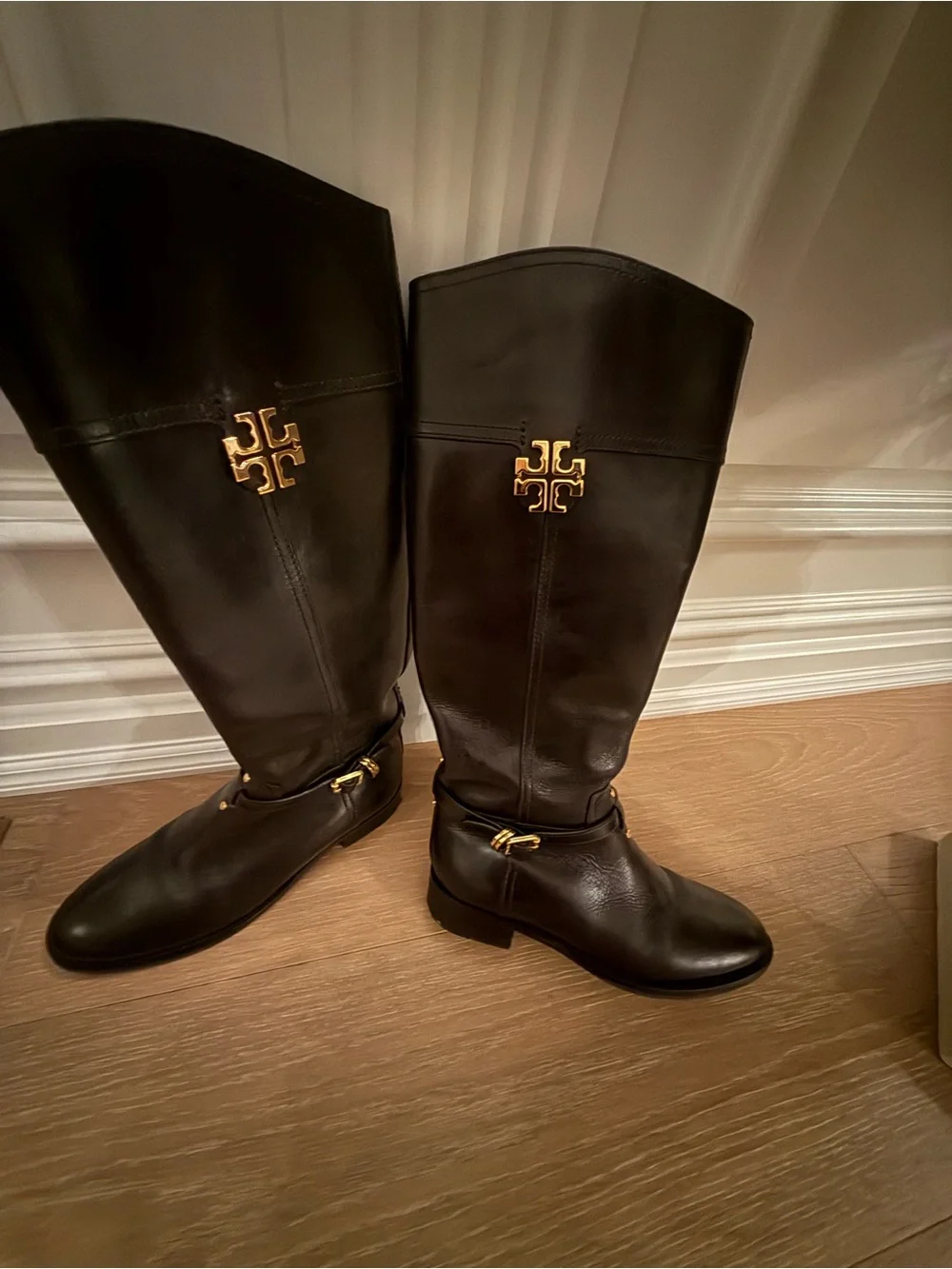 Tory Burch Riding Boots With Gold Logo